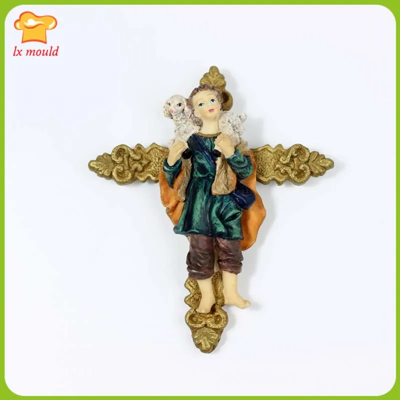 

LXYY Moulds 3D Jesus Christ Religious Cross Mould Chocolate Polymer Clay Silicone Mold Cake