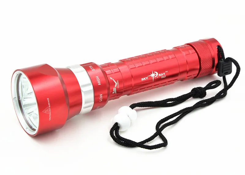 

New 8000lm 100m Underwater Diving Flashlight Torch 5xCREE XML L2 LED Waterproof Light Lamp Dive Lanterna By 2X18650 Batteries