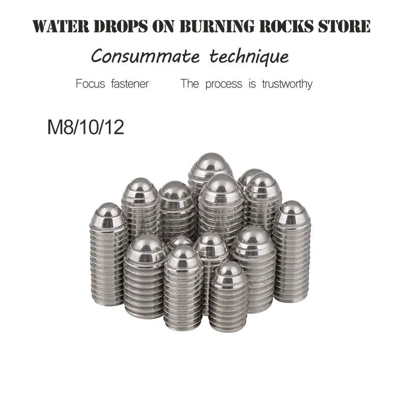 

10pcs M8/M10/12 Hex Socket Spring Ball Set Screw Wave Beads Positioning Marbles Boyjazz Tight Spring Ball Plunger SUS304