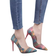 YOUYEDIAN/Женская обувь на высоком каблуке, пикантные женские туфли смешанных цветов на шпильке с острым носком, женская обувь для вечеринок,#507g30