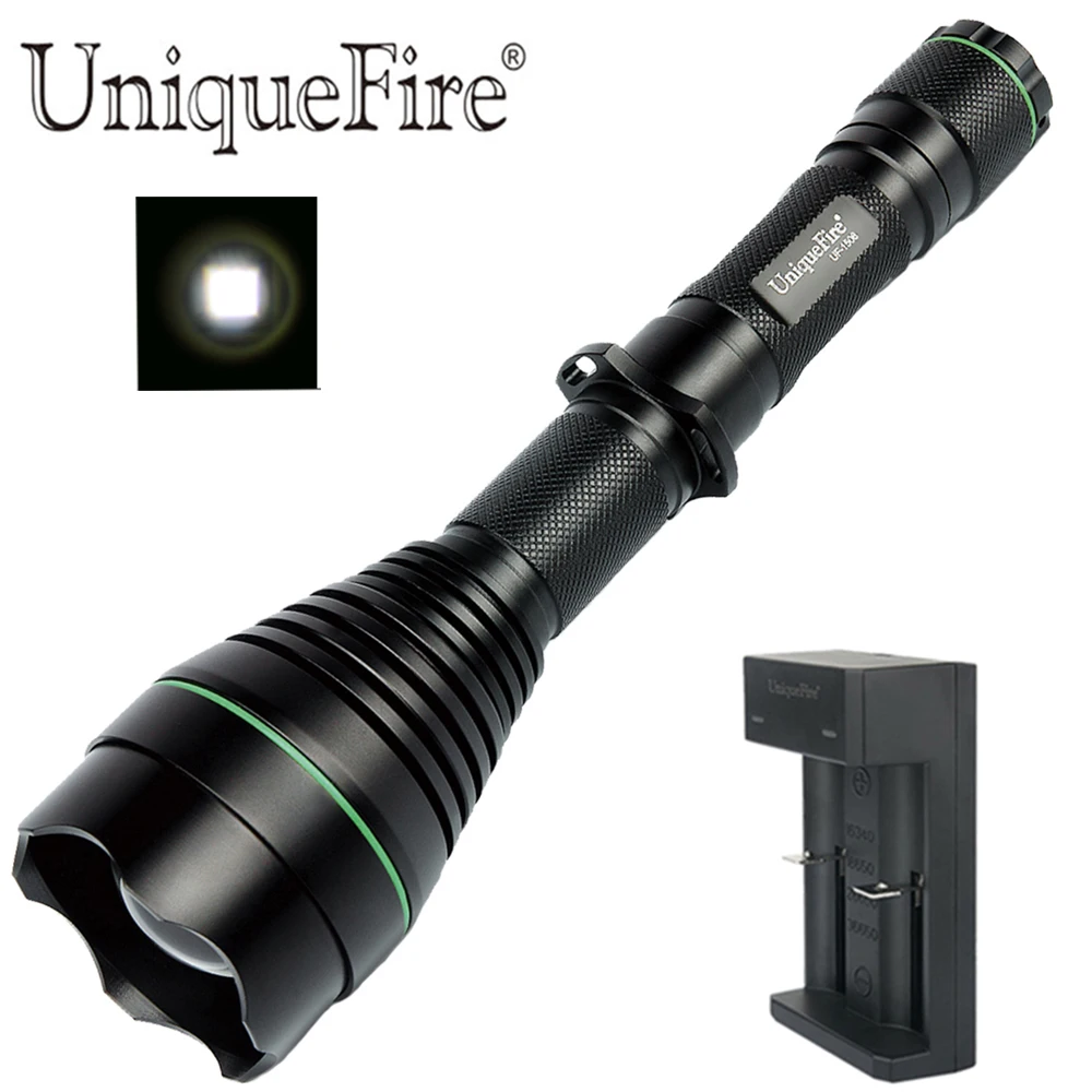 UniqueFire новые Охота фонарик UF-1508 T50 XM-L светодиодный фонарик 5 режимов Увеличить линзовый фонарь + перезаряжаемое зарядное устройство