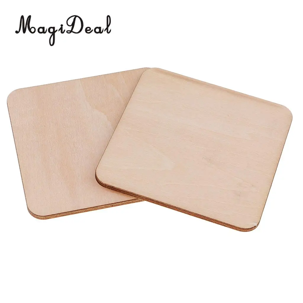 50mm 80mm 120mm Wooden Square MDF Unfinished Wood Pieces Blank Plaque for DIY Craft Pyrography Embellishments