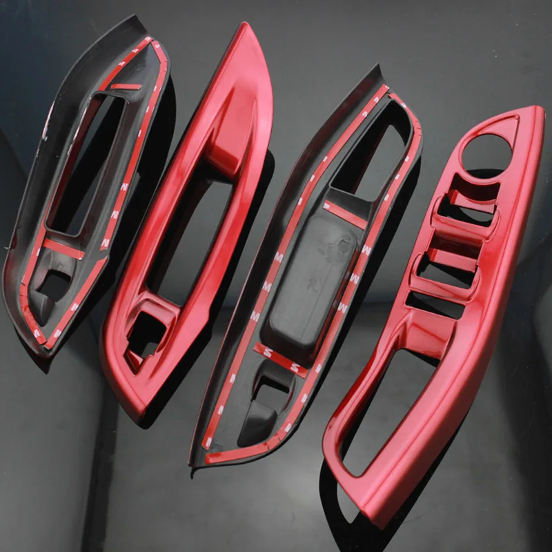 Три стиля ABS автомобиля стеклоподъемник Панель рамка декоративная накладка наклейка для Ford Focus MK 3 4 MK3 MK4 аксессуары - Название цвета: Lacquer Red
