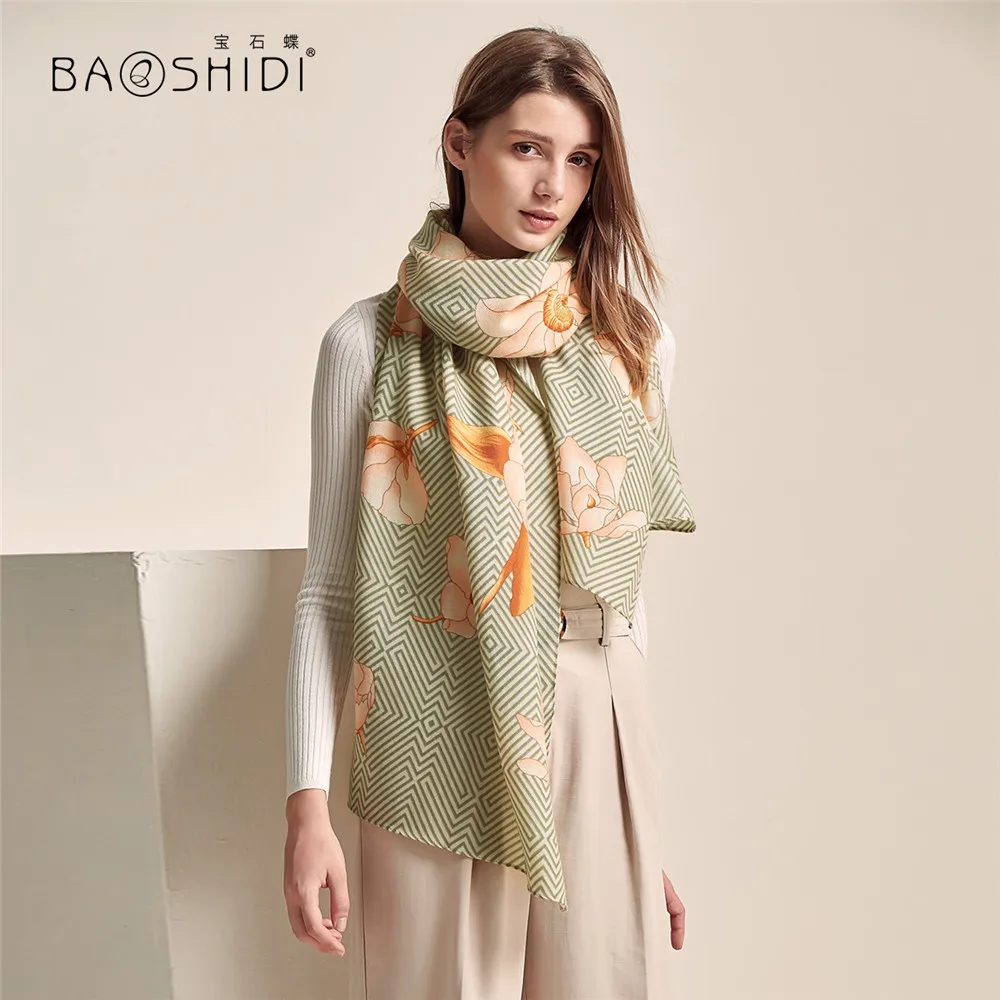 [BAOSHIDI] шерстяной шарф, шерстяной длинный шарф, женская элегантная теплая шаль, женские зимние шарфы, бандана buena calidad de lana - Цвет: 2113181881