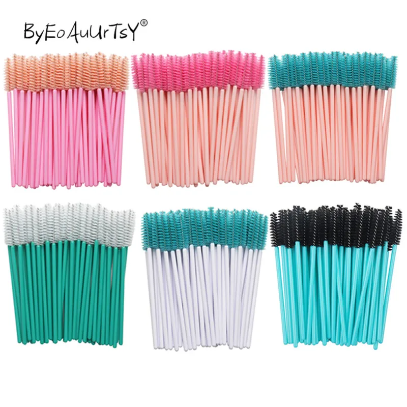 

50/100Pcs New Colors Disposable Eyelash Brushes Mascara Wands Applicator Wand Brush Comb for Eyelash Extension Makeup Tools