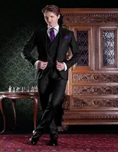 Handsome One Button Black Groom Tuxedos Groomsmen Men’s Wedding Prom Suits Bridegroom (Jacket+Pants+Vest+Tie) K:800
