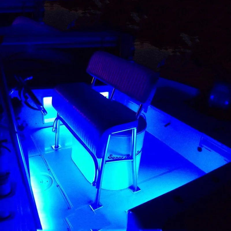 4x Marine Grade 12 volt Large Waterproof Cool Blue LED Courtesy Lights