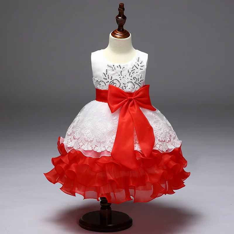 Розничная, Новое поступление, кружевное Многоярусное Свадебное бальное платье для девочек, Цветочное платье с бисером и кружевами, праздничное платье с бантом для девочек, L7789