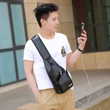 Мужская сумка через плечо с зарядкой через плечо, мужская сумка с зарядкой, мужская сумка на груди с USB, диагональная упаковка