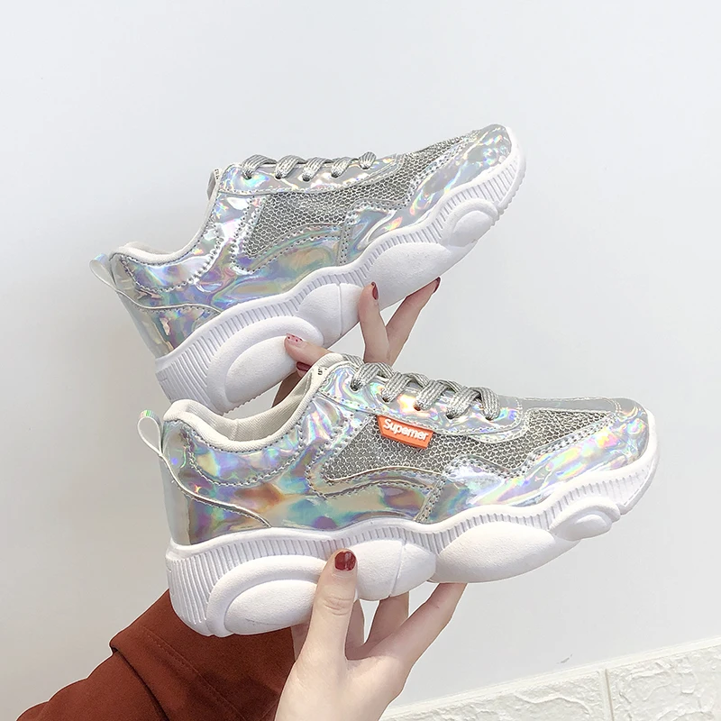 

2019 Spring Summer New Women Casual Shoes Fashion Breathable Women Sneakers Mesh Women Shoes Flats Platform Lace-Up