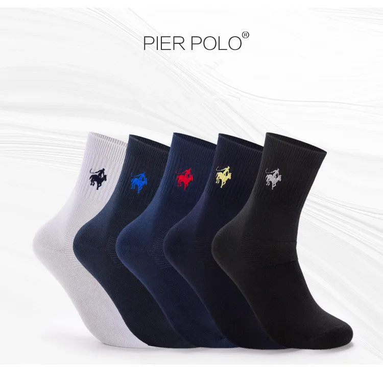 Для мужчин носки классические Бизнес Pier Polo брендовые Calcetines Hombre носки Для мужчин высокое Качественный хлопок Повседневное носки, партия из 5 пар = 1 партия, по низкой цене