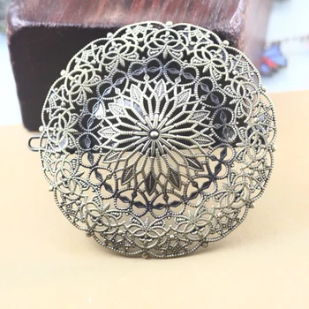 

55mm bronze plated round shape filigree warp connector hair clip