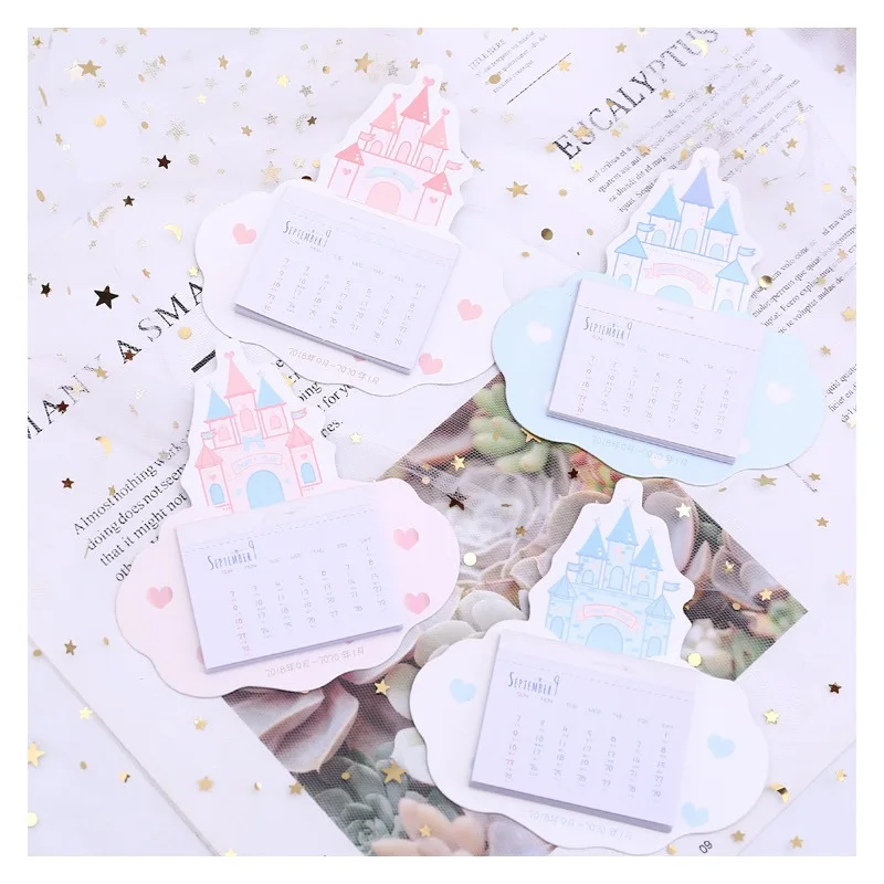 

2019 Beautiful Castle Calendar Wall Sticker Mini Portable Calendar Daily Schedule Planner 2018.09~2020.01