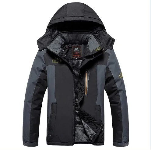 Размера плюс 9XL Новое поступление теплая верхняя одежда зимняя куртка Для мужчин толстые ветрозащитное пальто Повседневное Для мужчин куртка Аляска на флисе - Цвет: Черный