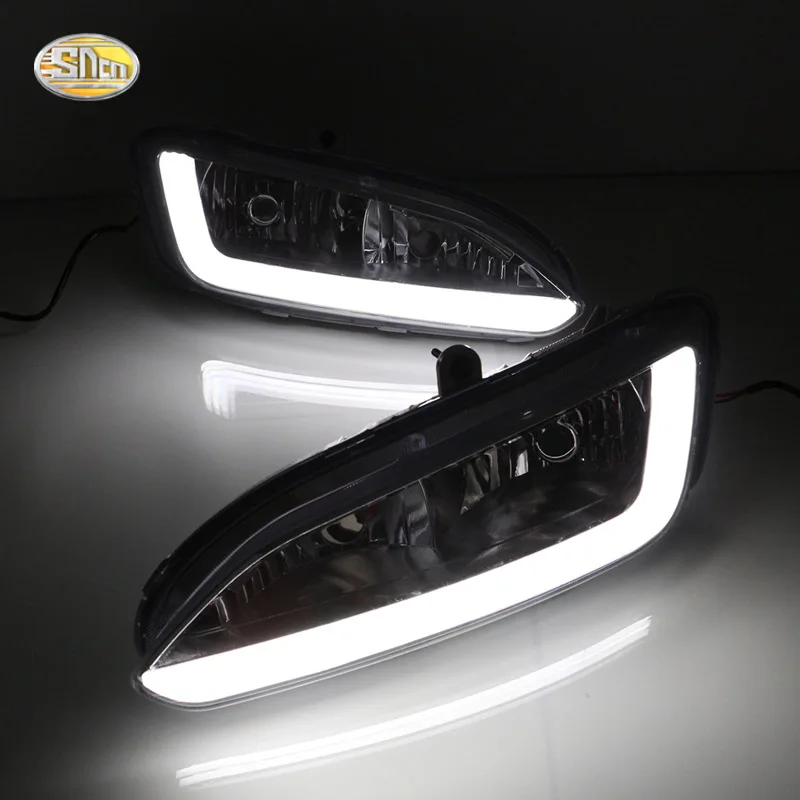Светодиодсветодиодный дневные ходовые огни SNCN для Hyundai Santa Fe IX45 2013 2014 2015 DRL 12 В ABS