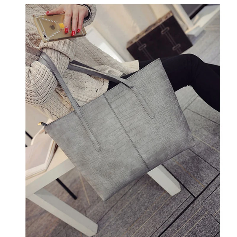  2019 Big New Women Shoulder Bags Alligator Ladies Leather Bags Casual women zipper handbags Famous  - 32674710059