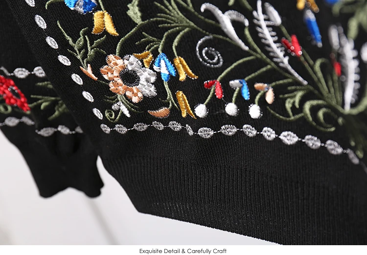 Зимний комплект из 2 предметов, Женский трикотажный костюм, Повседневный свитер с цветочной вышивкой + Длинные шаровары, комплект из двух