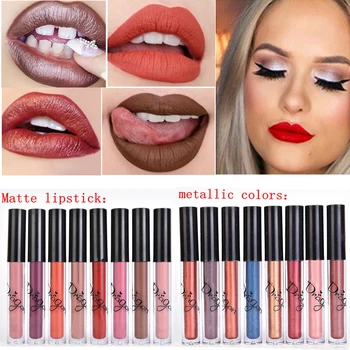 Brand Batom Nude Lipstick Tint for Lips Cosmetics Longwear Not Fade Magic Lip Gloss Matte Metallic Liquid Lipstick Tinte Labbra