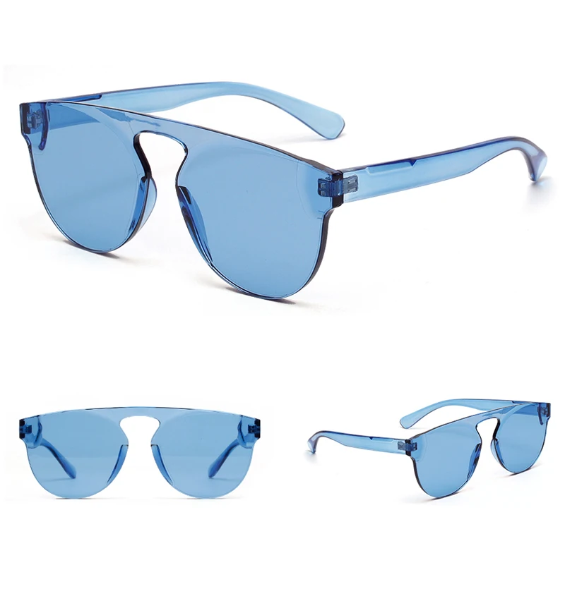 Kachawoo no frame sunglasses women one piece green rimless sun glasses female male candy color uv400 accessories summer
