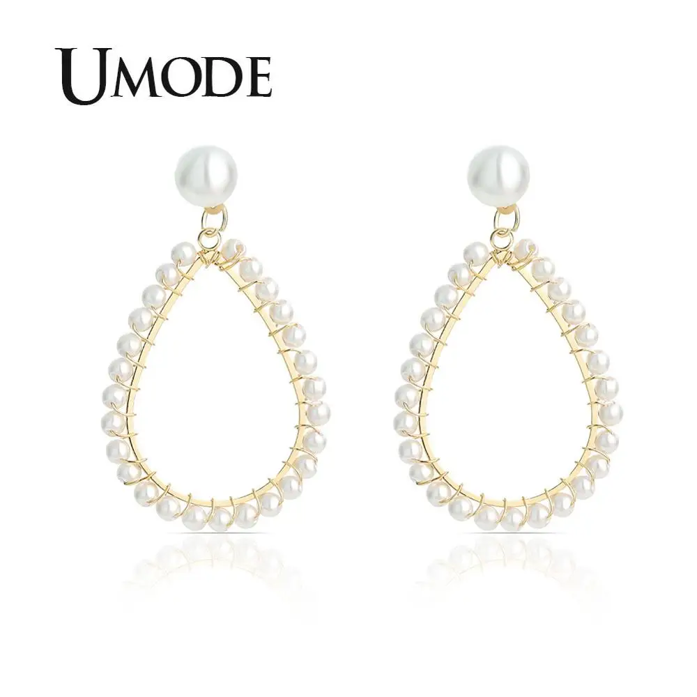

UMODE Big Gold Water Drop Earrings for Women Korean Pearl Dangle Earrings Hanging Gift Fashion Jewelry Accessories UE0504