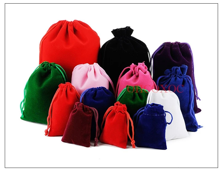 5 шт./лот 12*15 см, 10*20 см, 13*18 см, бархатные мешочки стенд для ювелирных украшений Drawstring сумочки для упаковки подарков и сумки оптом