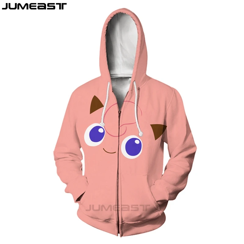 Jumeast бренд для мужчин/женщин 3D печатных мультфильм аниме Jigglypuff куртка с длинными рукавами спортивный пуловер модные весенние толстовки на молнии