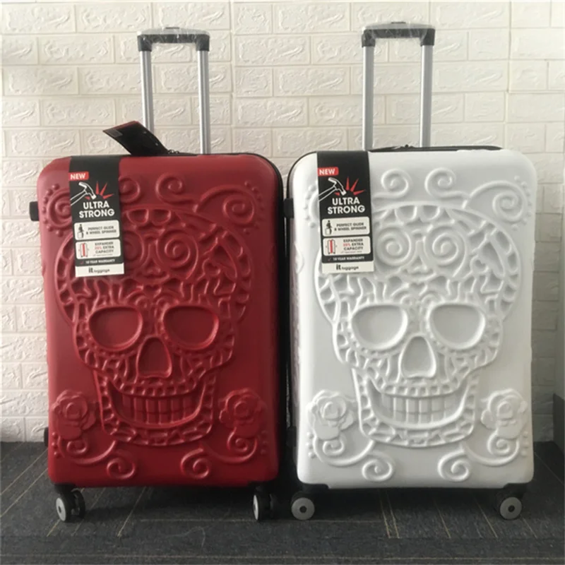skull carry on luggage
