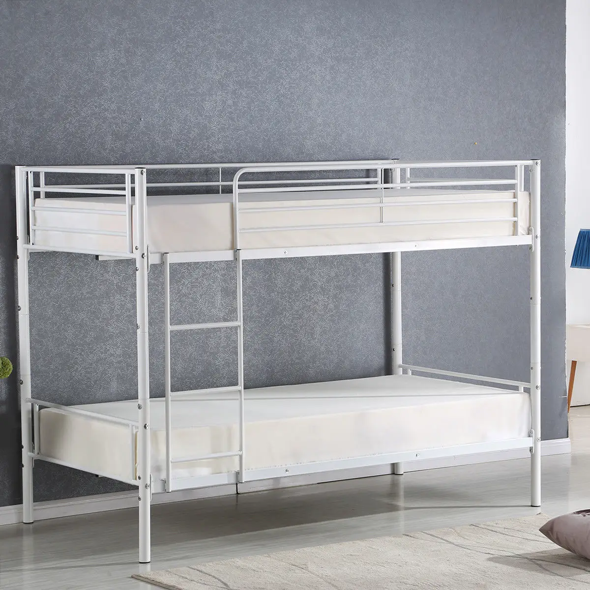 Giantex Metal Twin Over Twin Bunk Bed Modern Metal Steel Beds Frame with Ladder Adult Children Bedroom Dorm Furniture HW56067+ Giantex Metal Twin Over Twin Bunk Bed Modern Metal Steel Beds Frame with Ladder Adult Children Bedroom Dorm Furniture HW56067+