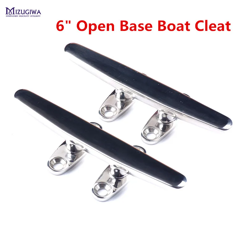 2 pcs MIZUGIWA Flat Top Marine Open Base Boat Cleat 5" / 6" Marine 316