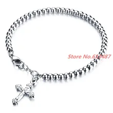 Dellicate женские украшения серебристого цвета из нержавеющей стали цепь шариковой связи крест браслет "