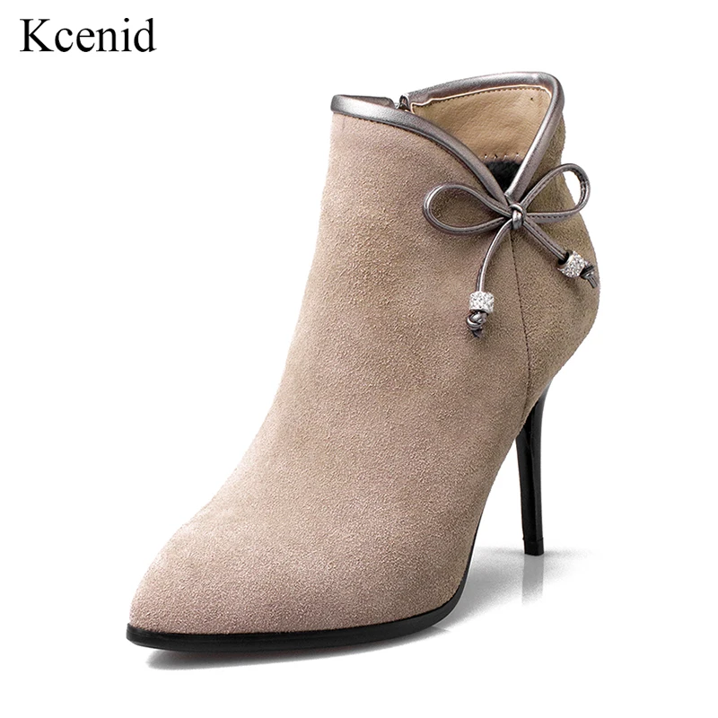 6cm Bottes Mince Abricot Automne Femmes black Suède Cheville noeud apricot Mode Hiver 6cm Kcenid Hauts 9cm Vache Fermeture apricot De Talons Bowtie 9cm Pour Éclair Black Bottillons À Papillon Chaussures mw80vNn