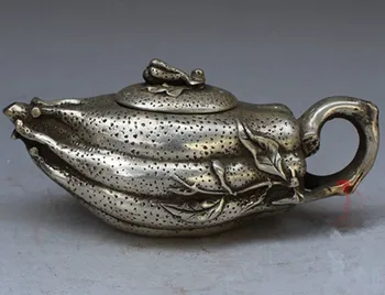

Antique china Tibetan silver hand made leaf wine pot flagon