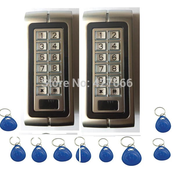 2PCS 125Khz RFID Proximity Card Door Access Control System Metal Keypad Access Control with 20 pcs Keyfobs 2PCS 125Khz RFID Proximity Card Door Access Control System Metal Keypad Access Control with 20 pcs Keyfobs