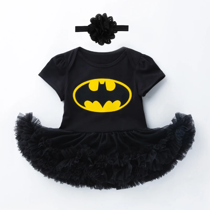 

First Birthday for Baby Girl Clothes Summer Newborn Dress Romper Batman Clothing Bebes Outfit Headbands Jumpsuit Infant 0-1-2T