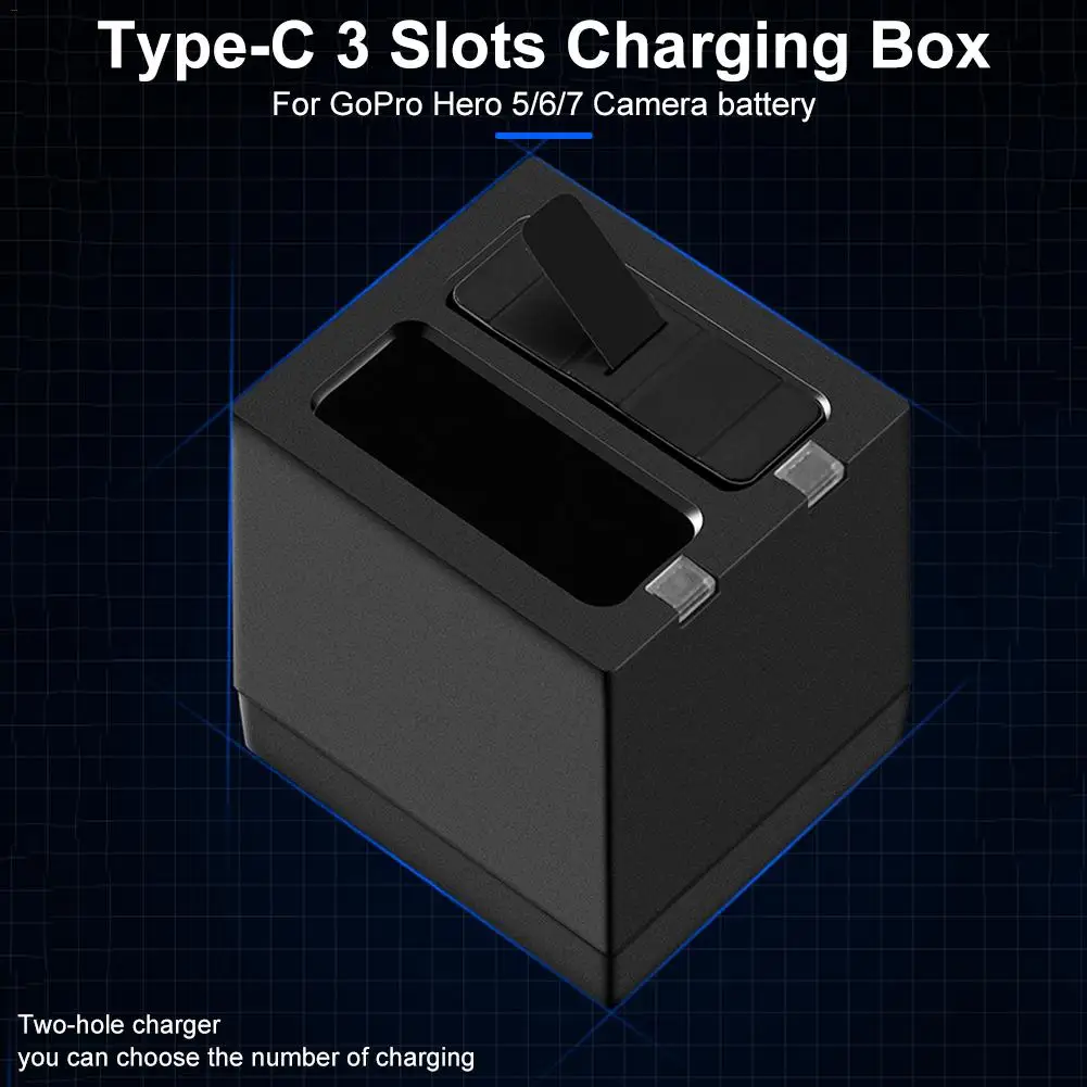 

2019 New 2PCS For GoPro Hero7 Hero 6 5 Battery+3-Way Led Battery Storage Box Charger For GoPro Hero 7 Hero 6 5 Black Accessories