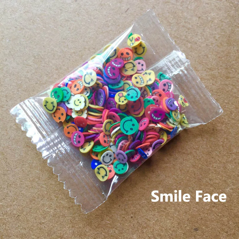 TOFOCO 12 цветов ломтики пушистый блеск DIY принадлежности вспомогательный порошок Наполнитель игрушки для детей Lizun антистресс мягкая глина - Цвет: smile face