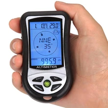 1 шт. электронный ручной альтиметр компас измеритель высоты времени барометр, термометр с цифровой подсветкой туристический компас барометр