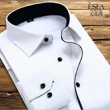 ESEA new arrival 2017 high quality classic twill business men’s shirts long sleeve turndown collar plus size 4xl dress shirt