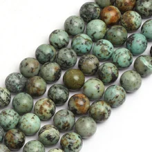 Круглые африканские бусы с бирюзой бусы с натуральными драгоценными камнями DIY свободные бусины для изготовления ювелирных изделий strand 1" оптом