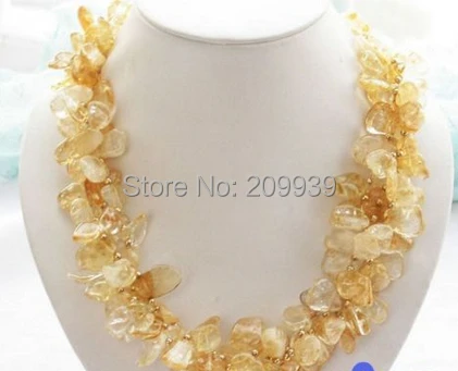 

huij 001012 3row sheet yellow crystal citrine necklace