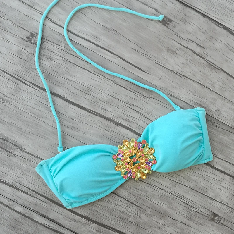 

Women Crystal Blue Bikini Tube TOPS for Women Swimwear Top Beachwear Black Water Bathing suits Sexy Secret swimming biquini UP
