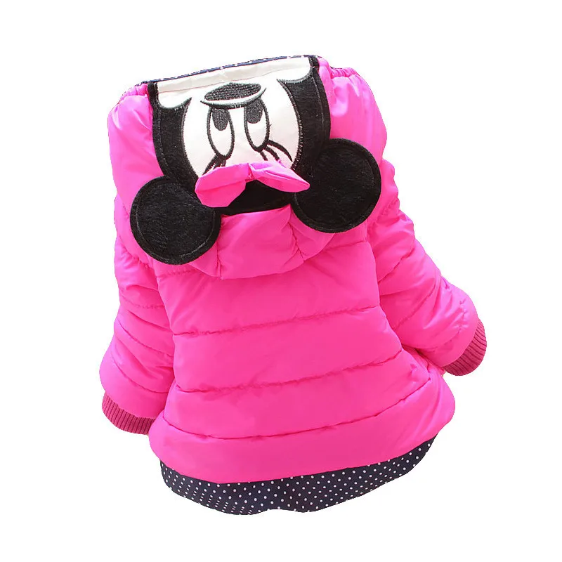 НОВЫЕ куртки для девочек; модная одежда с рисунком Минни Маус; пальто для маленьких девочек; зимняя теплая Повседневная Верхняя одежда с Микки Маусом; детская куртка для От 1 до 5 лет