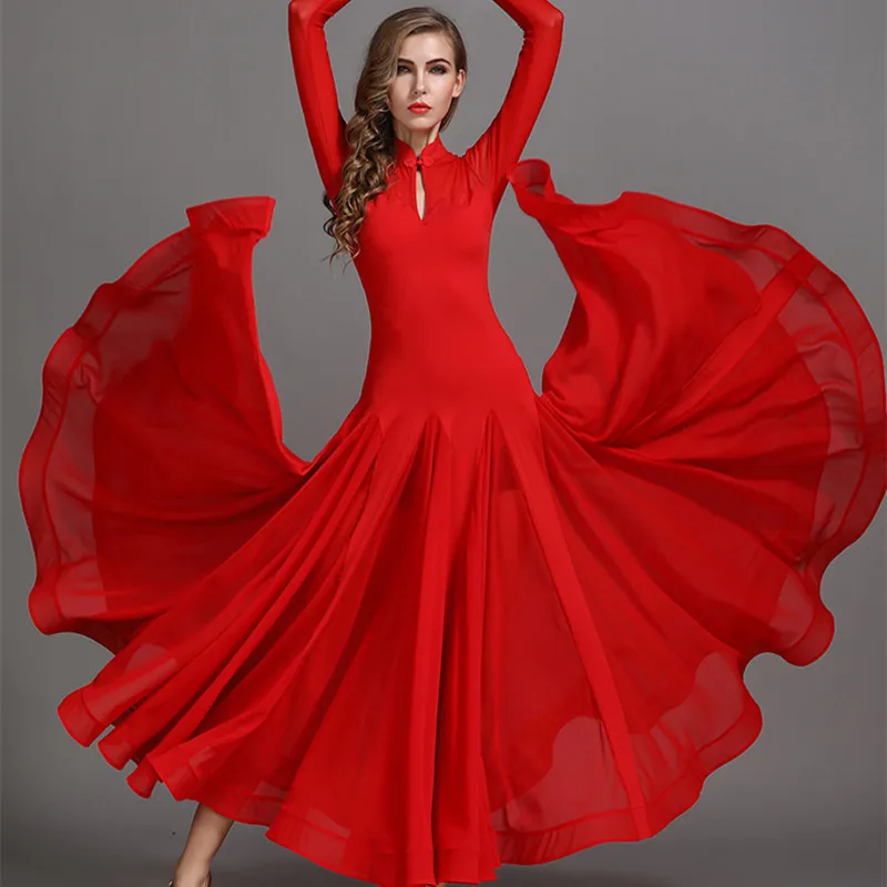 Us 65 59 18 Off Red Black Big Wing Blue Ballroom Dance Dress For Ballroom Dancing Waltz Tango Spanish Flamenco Dress Standard Ballroom Dress In