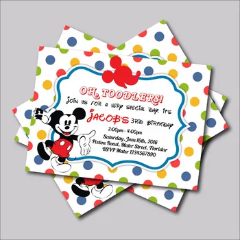 

14 pcs/lot Mickey Mouse Birthday invitations Mickey Baby Shower Invites Mickey Birthday party decoration supply free shipping
