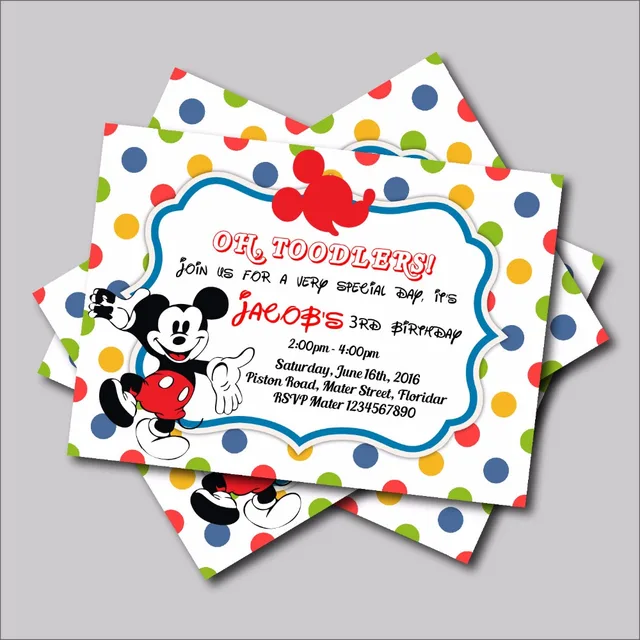 20 Sztukpartia Zaprasza Mickey Myszka Miki Mickey Zaproszenia