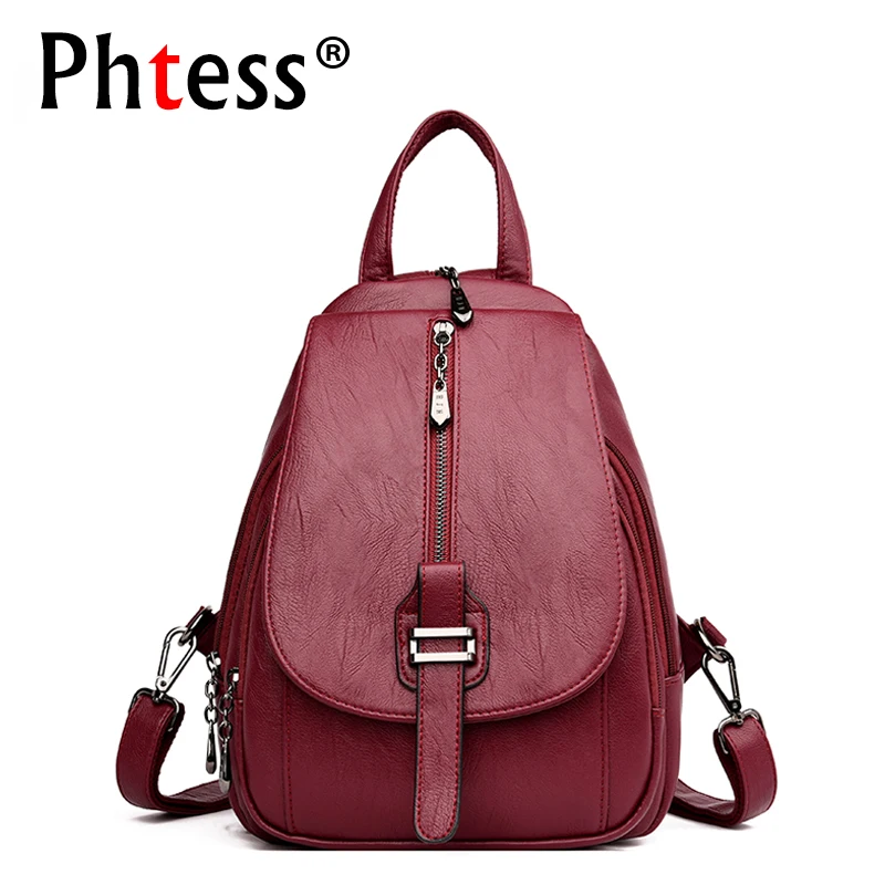 2019 Women Leather Backpacks High Quality Sac a Dos Vintage Bagpack
