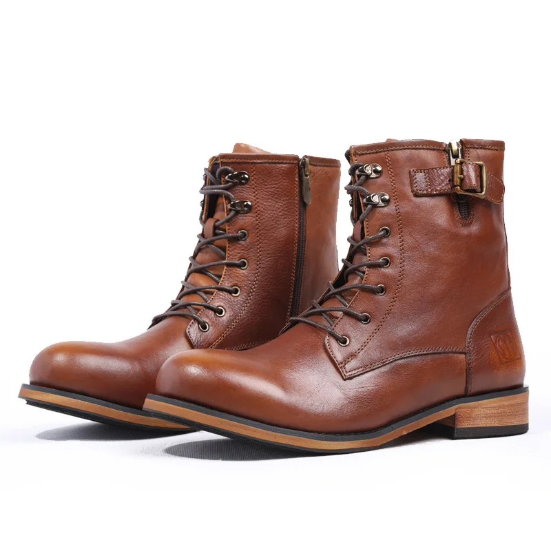 New Brown Ferramentas Botas Roxo Redonda Homens Couro Dos Retro Martin De Cabeça England purple Marrom gxrqgwB