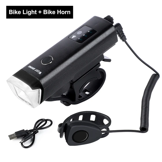 WEST BIKING Индукционная велосипед светильник s с Динамик USB Аккумуляторная велосипедов светильник Предупреждение лампа Руль флэш светильник езда на велосипеде светильник - Цвет: Black with Bell