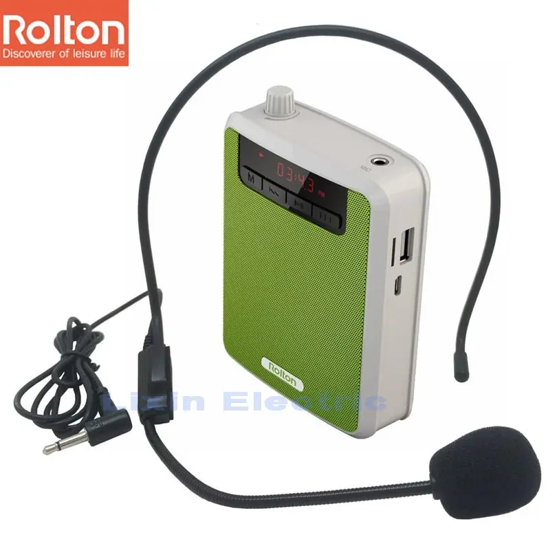 Портативный усилитель голоса Rolton K300, поясная полоса, зажим с fm-радио, TF, MP3 плеер, Дополнительный внешний аккумулятор для Гидов, микрофон для учителя