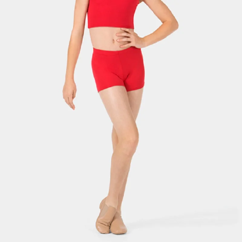 ICOSTUMES Girls Gymnastic Mid Waisted Red Shorts Dance for Dancewear